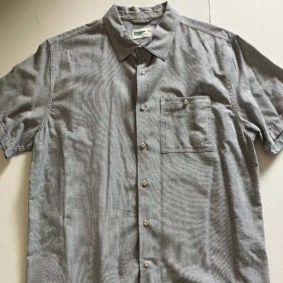 Gray Casual Button Down Shirt with Textured Fabric - Picture 1 of 2